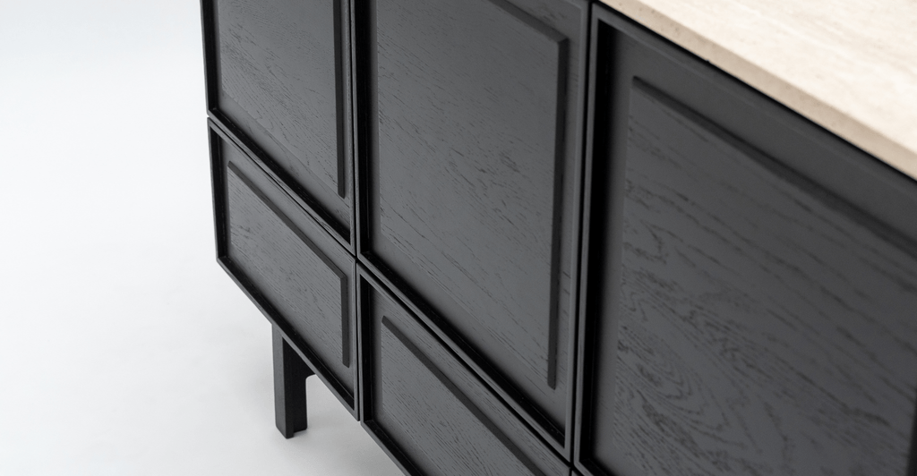 Yorke Highboard - Black Oak & Travertine - Loom Collection