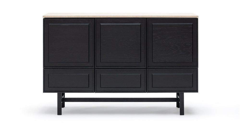 Yorke Highboard - Black Oak & Travertine - Loom Collection