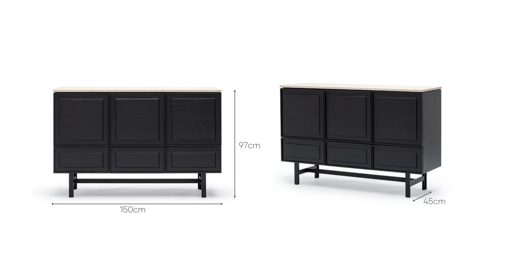 Yorke Highboard - Black Oak & Travertine - Loom Collection