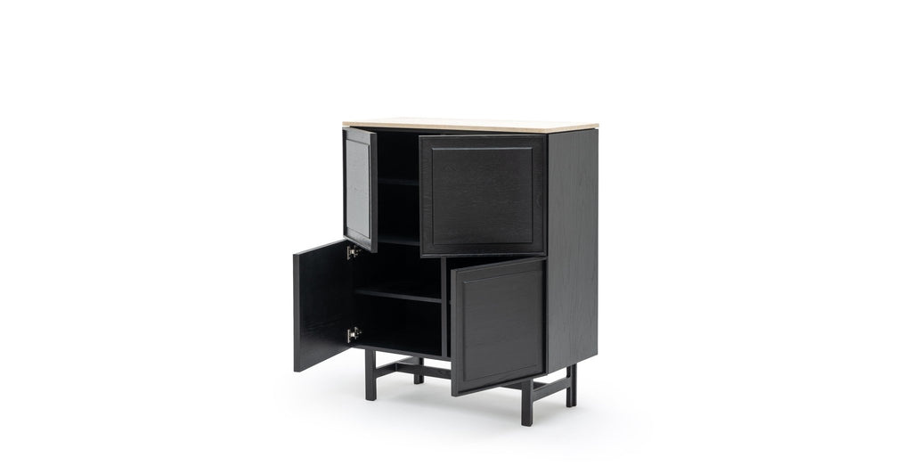 Yorke Highboard - Black Oak & Travertine - Loom Collection