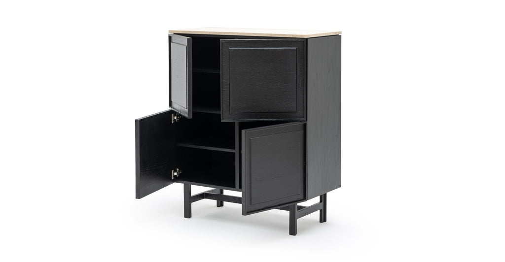 Yorke Highboard - Black Oak & Travertine - Loom Collection