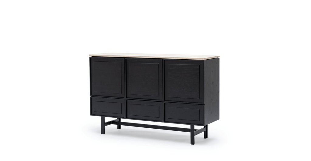 Yorke Highboard - Black Oak & Travertine - Loom Collection