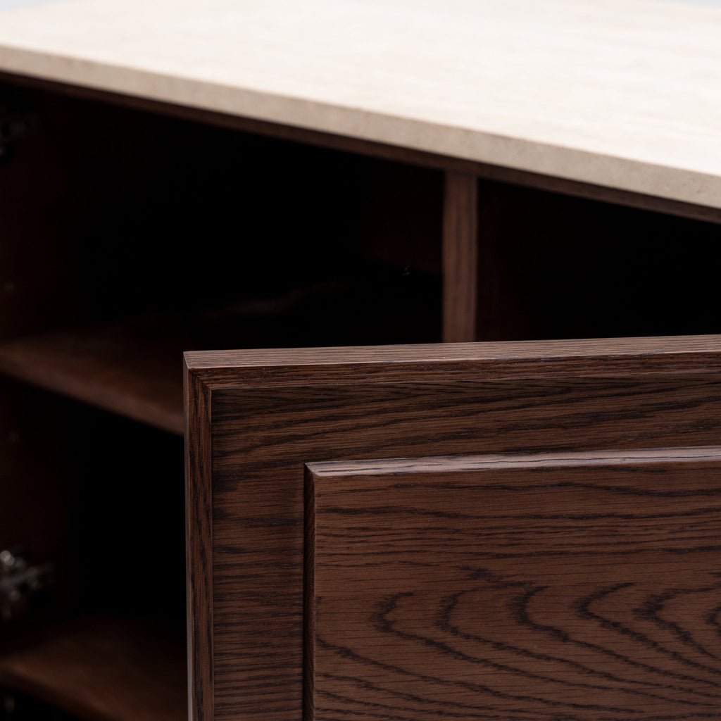 Yorke Highboard - Espresso Oak & Travertine - Buffets & Sideboards Tolv Loom Collection Dubai