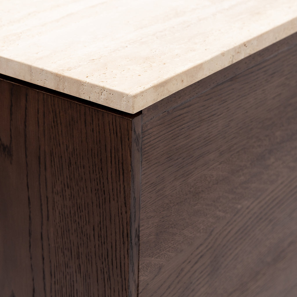 Yorke Highboard - Espresso Oak & Travertine - Buffets & Sideboards Tolv Loom Collection Dubai