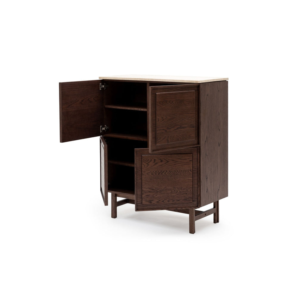Yorke Highboard - Espresso Oak & Travertine - Buffets & Sideboards Tolv Loom Collection Dubai