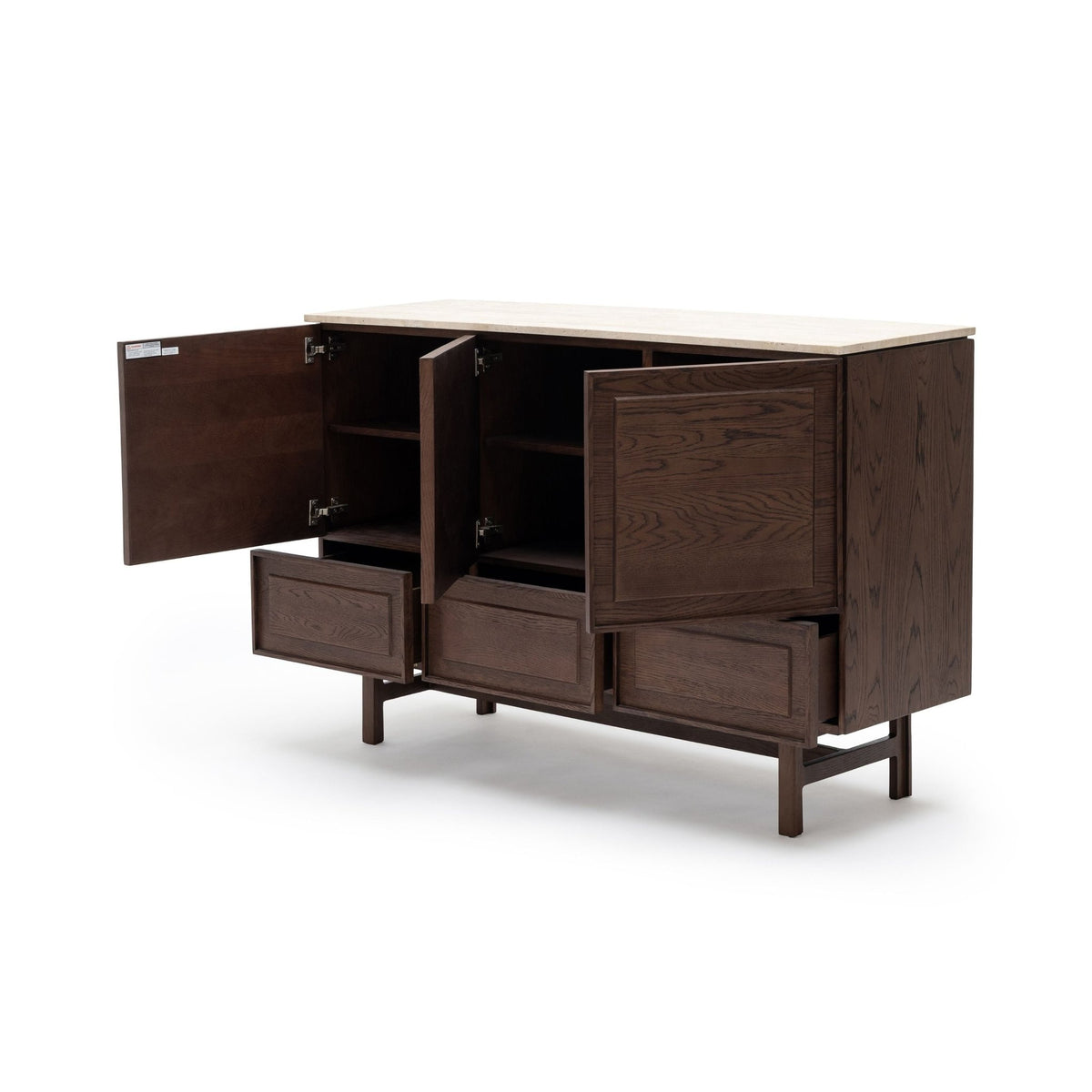 Yorke Highboard - Espresso Oak & Travertine - Buffets & Sideboards Tolv Loom Collection Dubai