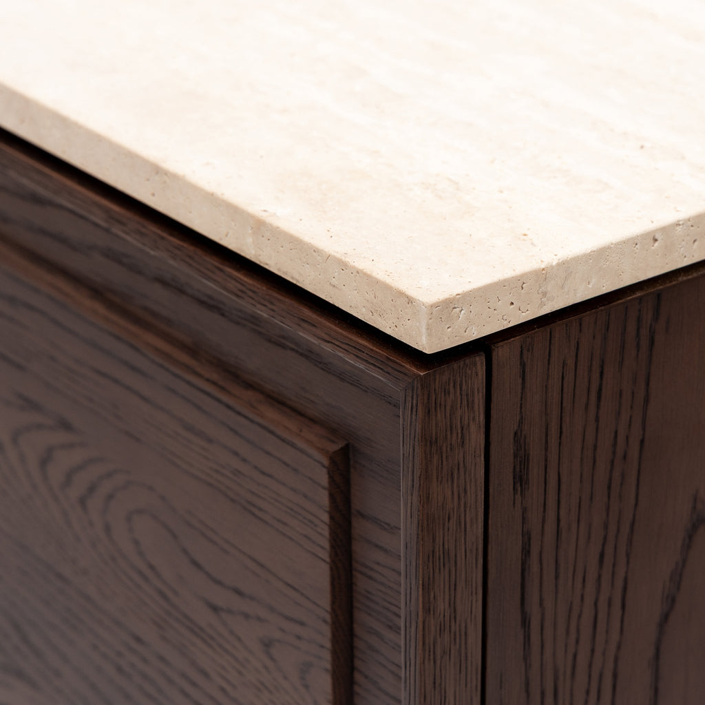 Yorke Highboard - Espresso Oak & Travertine - Buffets & Sideboards Tolv Loom Collection Dubai