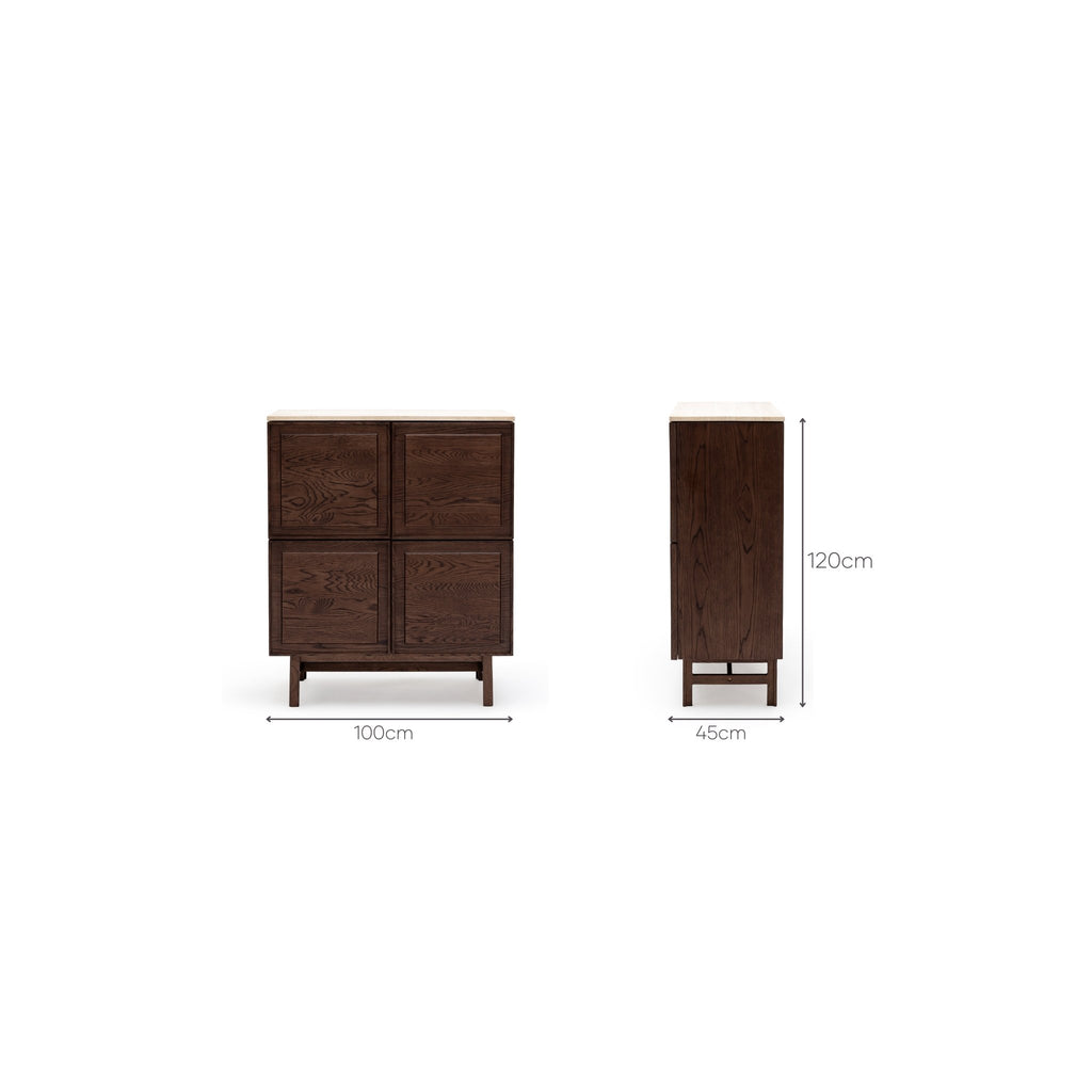 Yorke Highboard - Espresso Oak & Travertine - Buffets & Sideboards Tolv Loom Collection Dubai