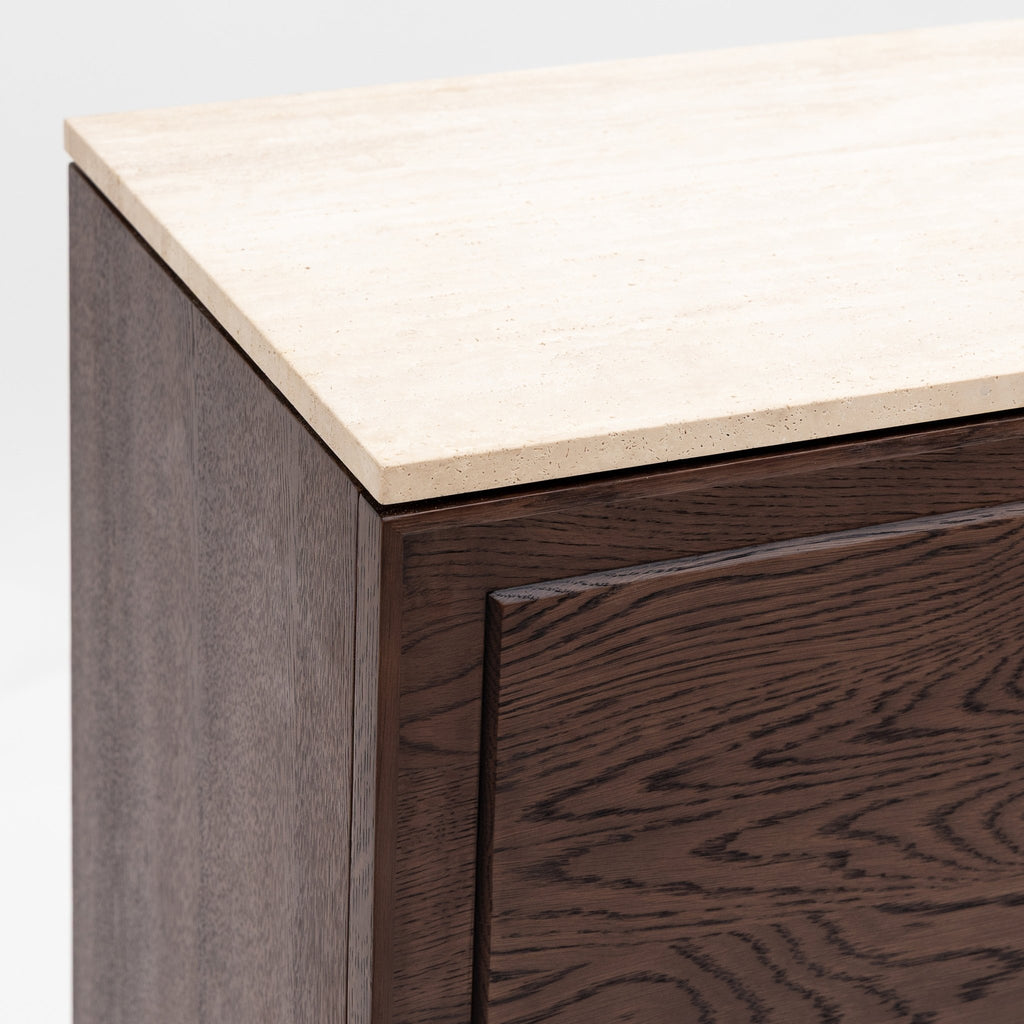 Yorke Highboard - Espresso Oak & Travertine - Buffets & Sideboards Tolv Loom Collection Dubai