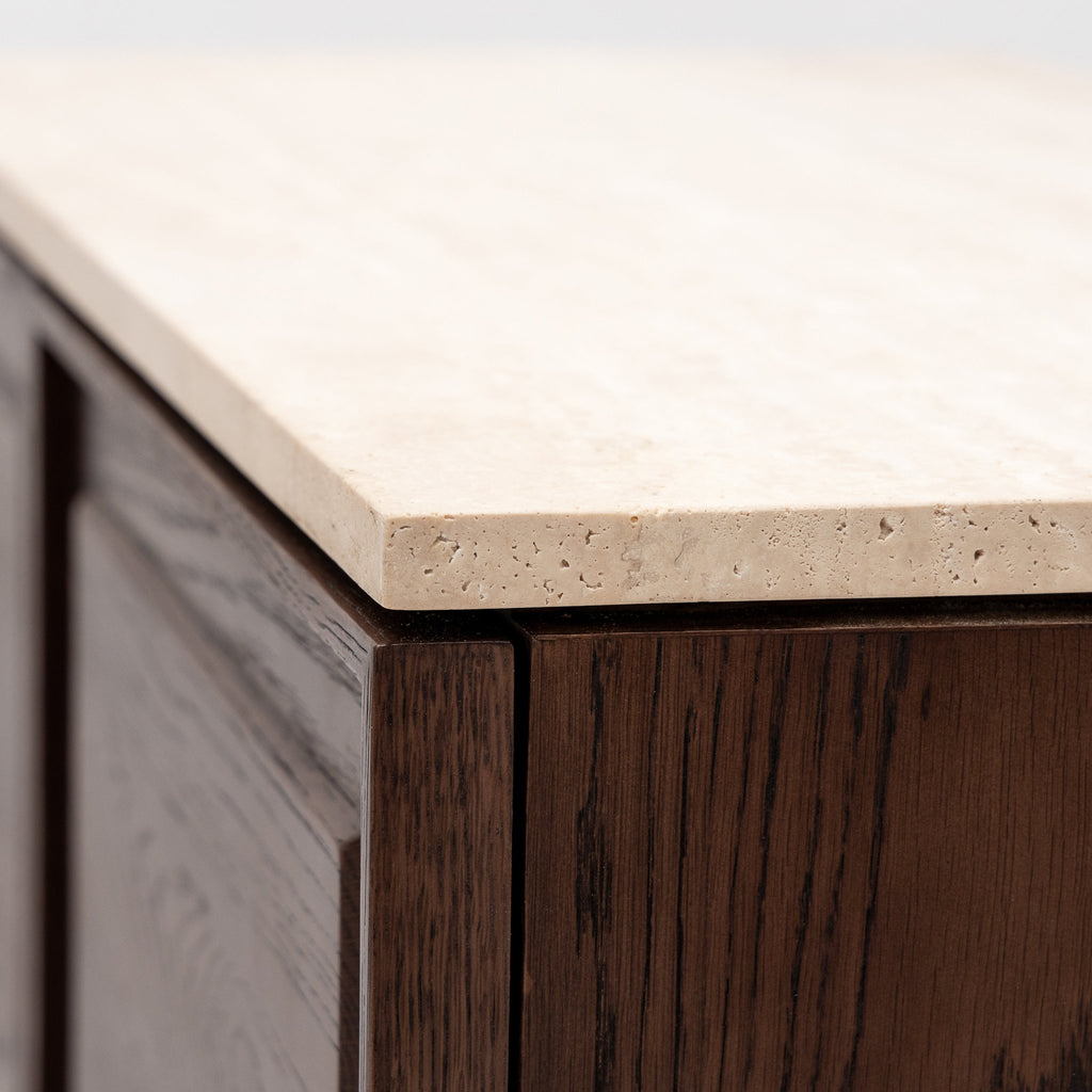 Yorke Highboard - Espresso Oak & Travertine - Buffets & Sideboards Tolv Loom Collection Dubai