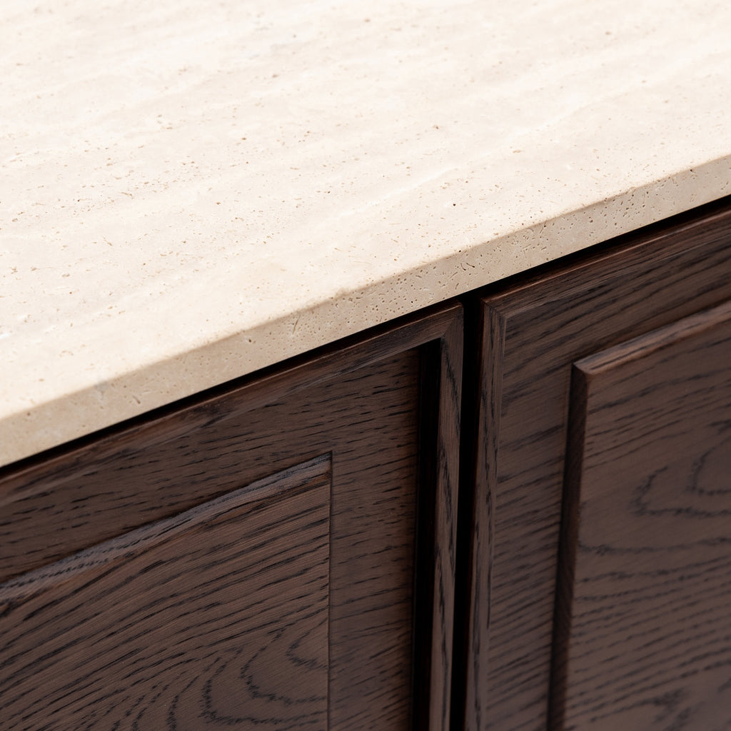 Yorke Highboard - Espresso Oak & Travertine - Buffets & Sideboards Tolv Loom Collection Dubai