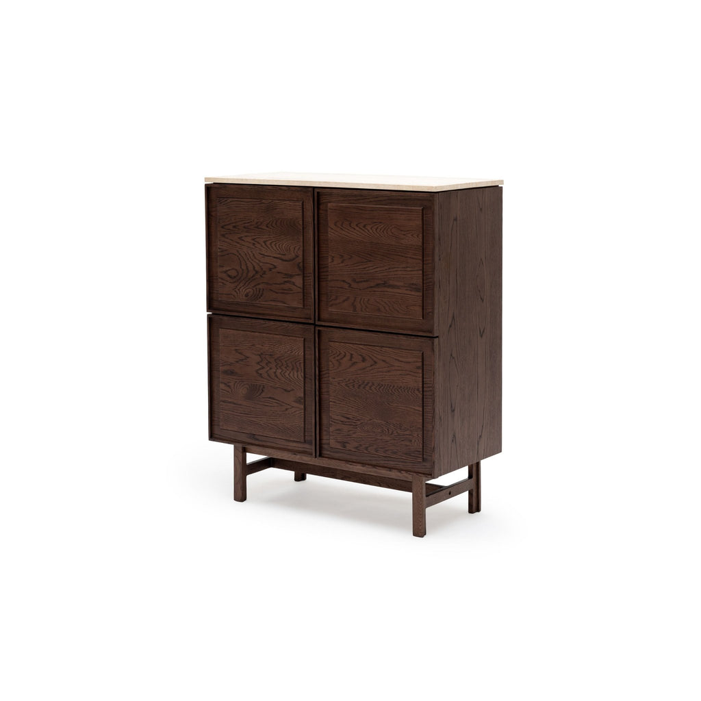 Yorke Highboard - Espresso Oak & Travertine - Buffets & Sideboards Tolv Loom Collection Dubai