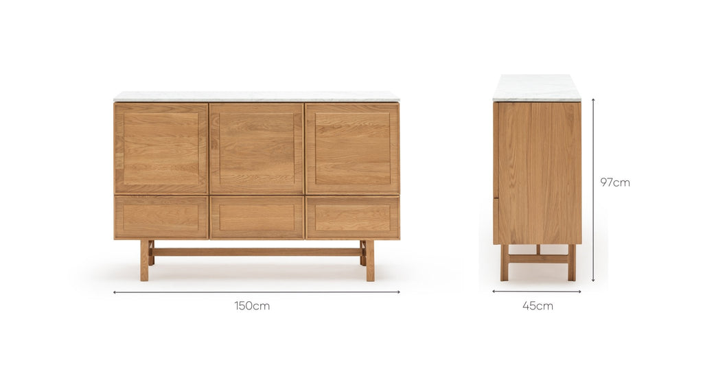 Yorke Highboard - Light Oak & Bianca Carrara - Loom Collection