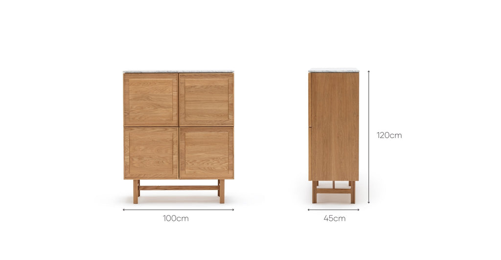 Yorke Highboard - Light Oak & Bianca Carrara - Loom Collection