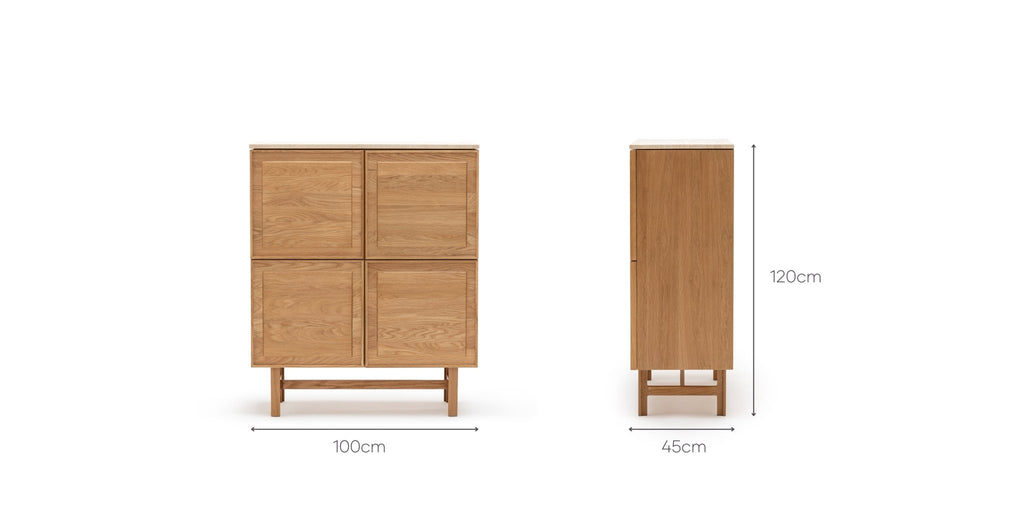 Yorke Highboard - Light Oak & Travertine - Loom Collection