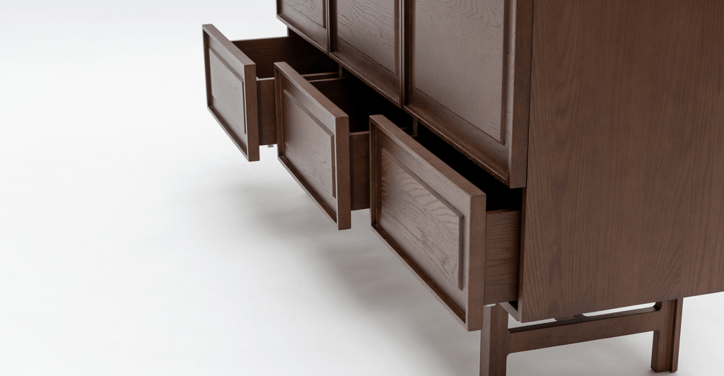 Yorke Highboard - Smoked Oak & Travertine - Loom Collection