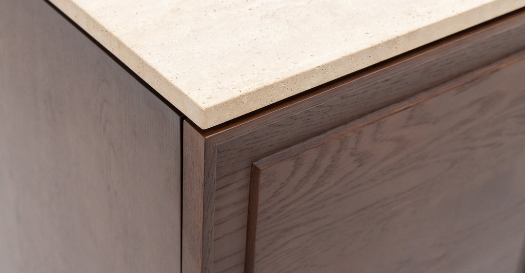 Yorke Highboard - Smoked Oak & Travertine - Loom Collection