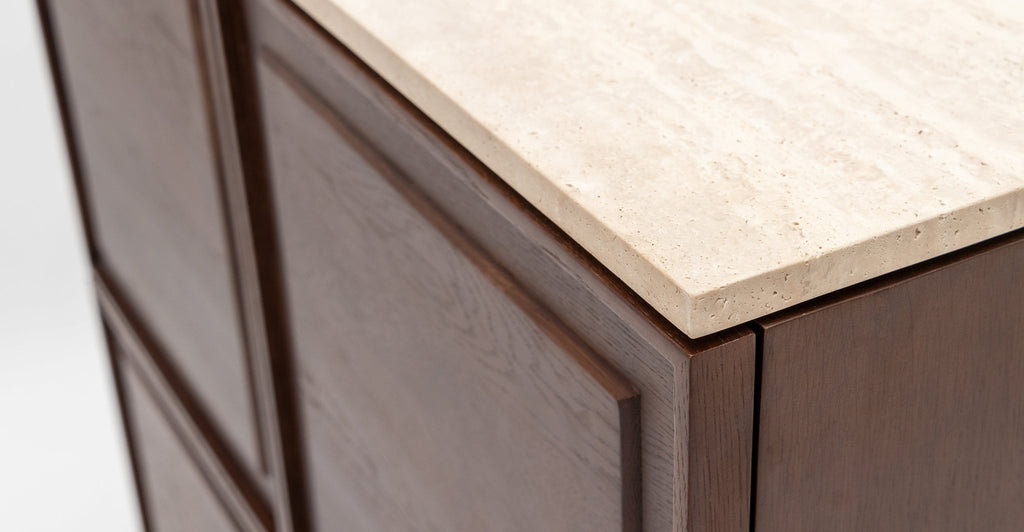 Yorke Highboard - Smoked Oak & Travertine - Loom Collection