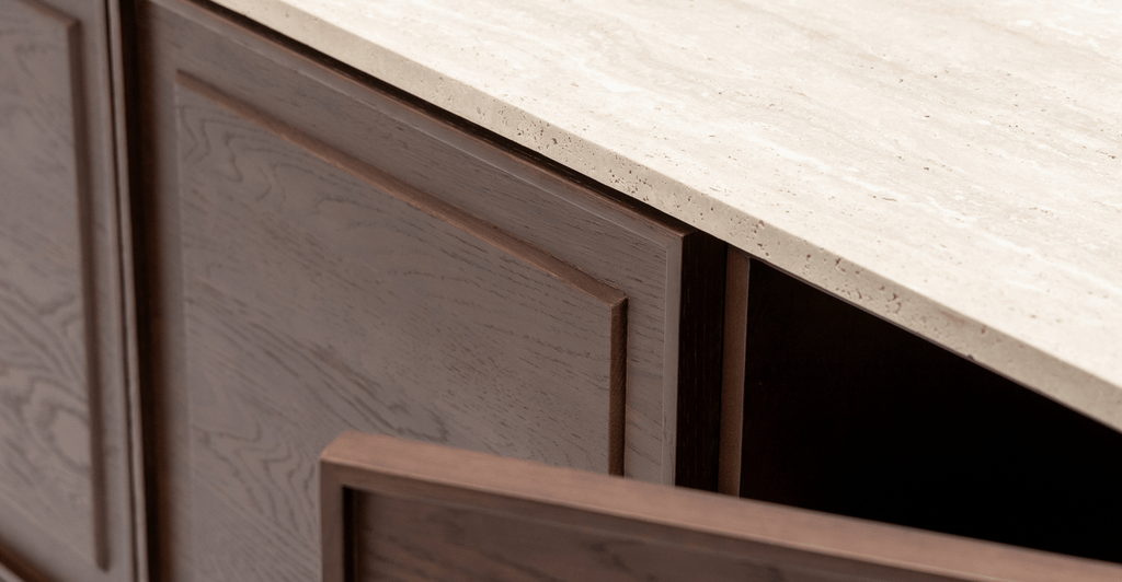 Yorke Highboard - Smoked Oak & Travertine - Loom Collection