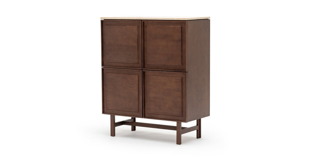 Yorke Highboard - Smoked Oak & Travertine - Loom Collection