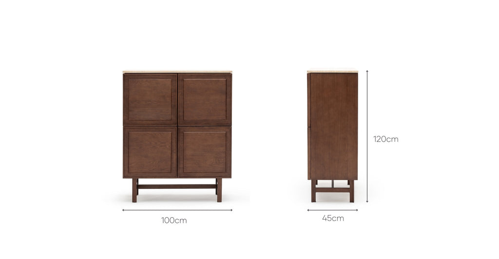 Yorke Highboard - Smoked Oak & Travertine - Loom Collection