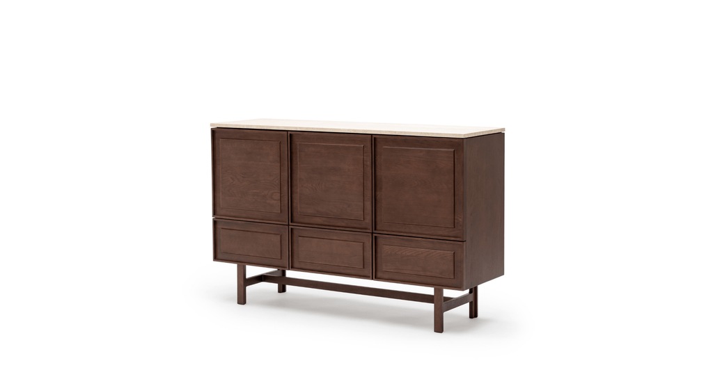 Yorke Highboard - Smoked Oak & Travertine - Loom Collection