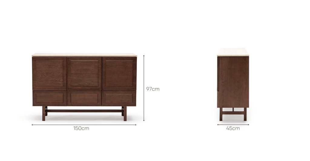 Yorke Highboard - Smoked Oak & Travertine - Loom Collection