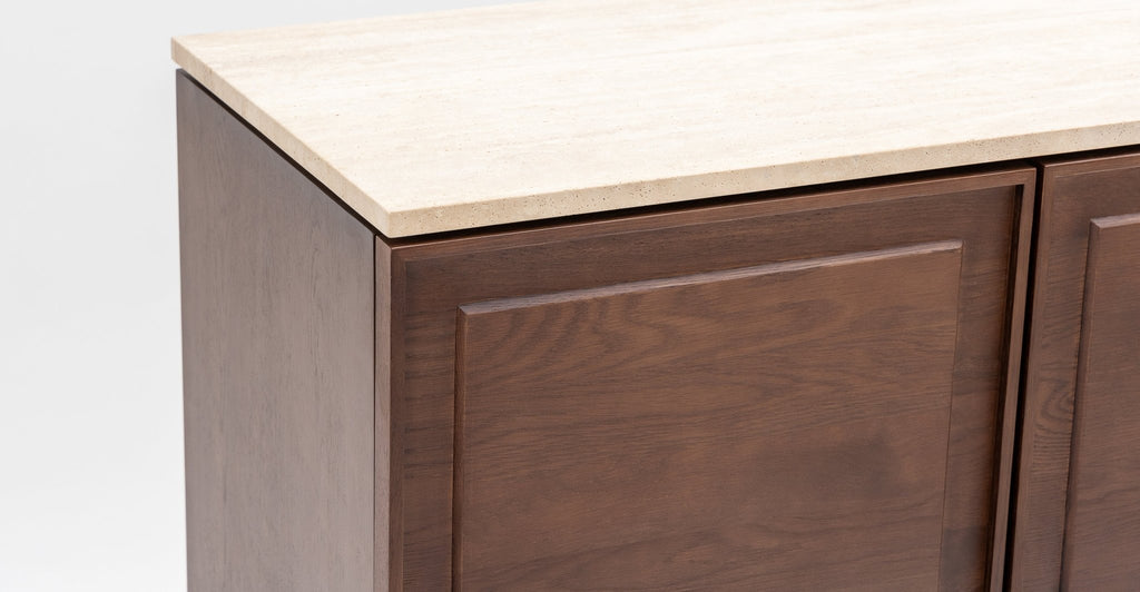 Yorke Highboard - Smoked Oak & Travertine - Loom Collection