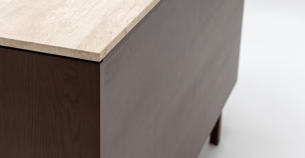 Yorke Highboard - Smoked Oak & Travertine - Loom Collection