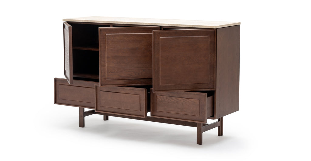 Yorke Highboard - Smoked Oak & Travertine - Loom Collection