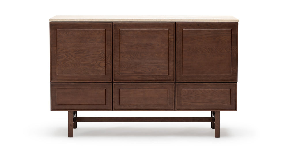 Yorke Highboard - Smoked Oak & Travertine - Loom Collection