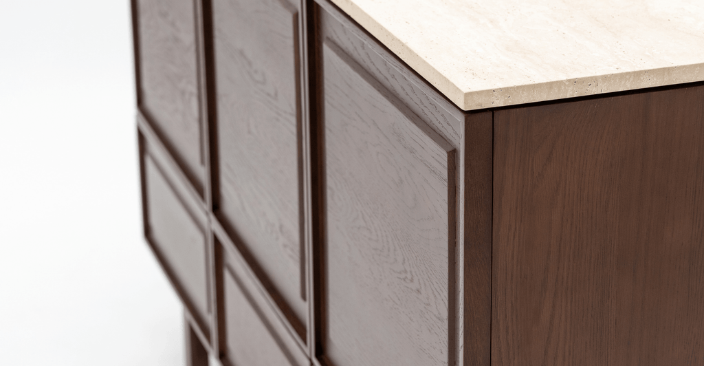 Yorke Highboard - Smoked Oak & Travertine - Loom Collection