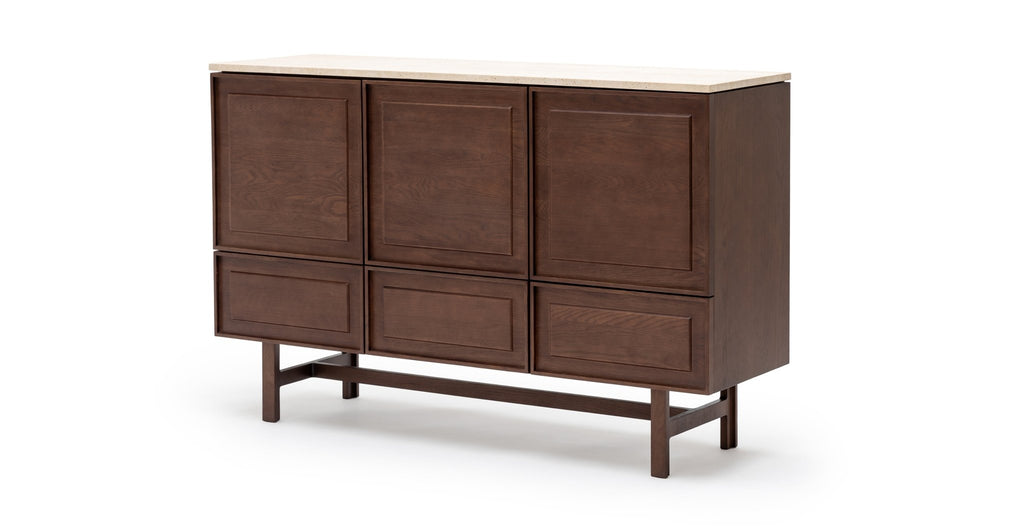 Yorke Highboard - Smoked Oak & Travertine - Loom Collection