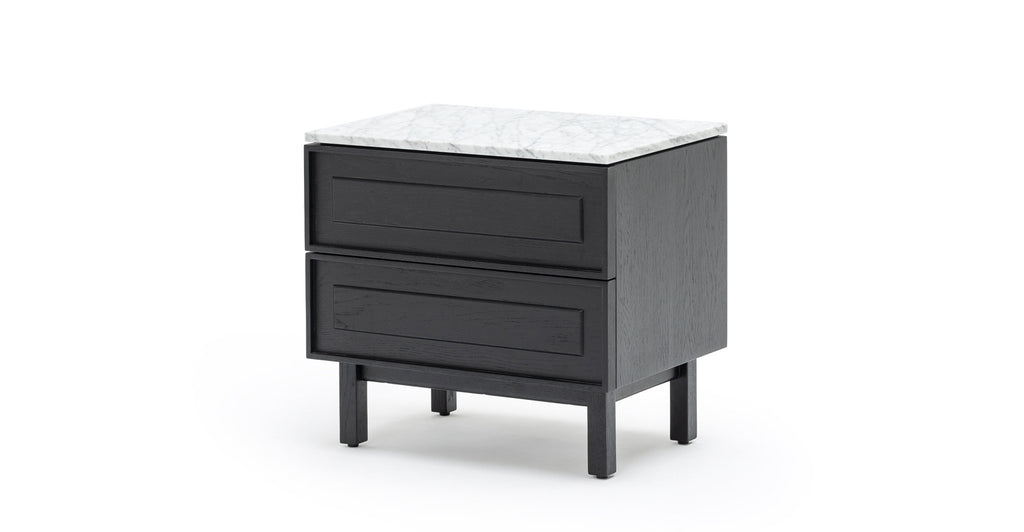 Yorke Nightstand - Black Oak & Bianca Carrara.