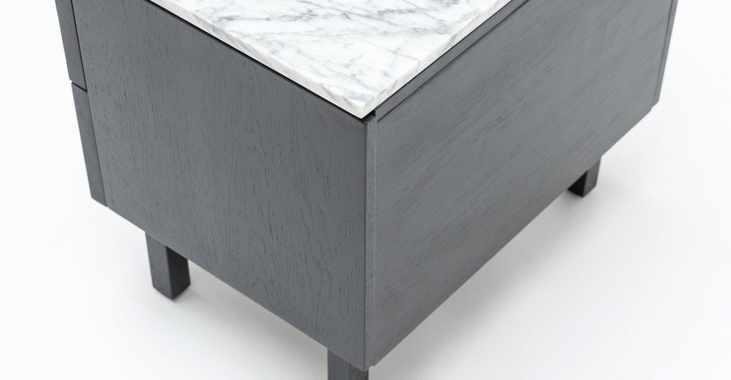 Yorke Nightstand - Black Oak & Bianca Carrara.