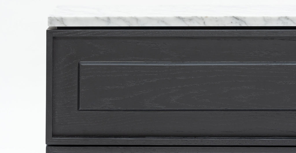 Yorke Nightstand - Black Oak & Bianca Carrara.