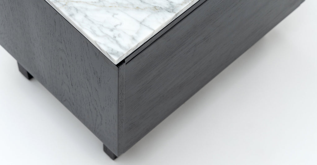 Yorke Nightstand - Black Oak & Bianca Carrara.