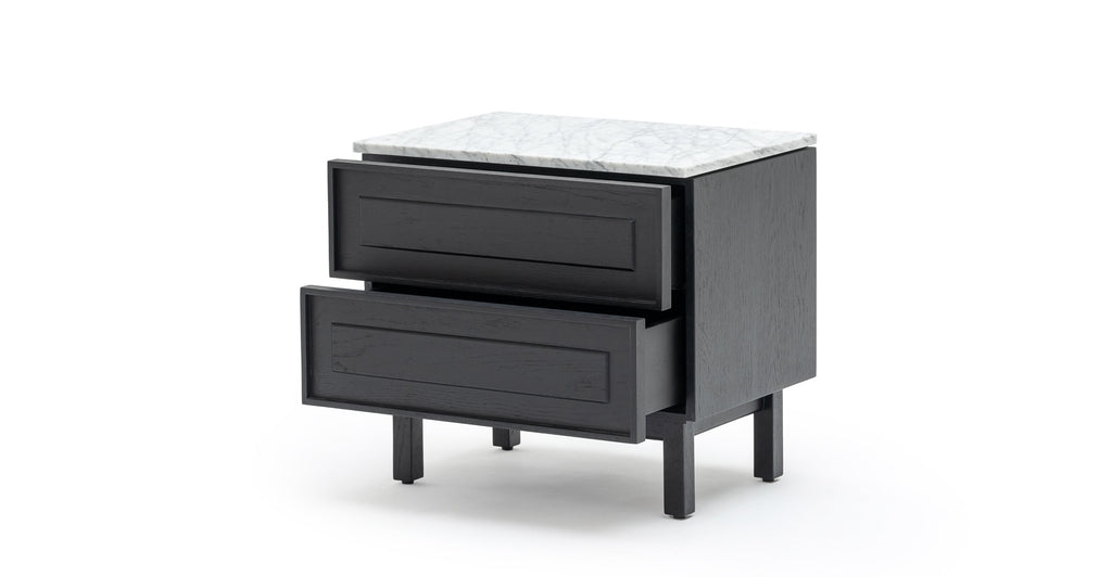 Yorke Nightstand - Black Oak & Bianca Carrara.