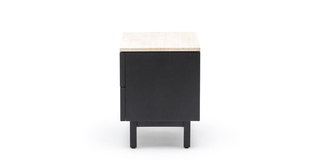 Yorke Nightstand - Black Oak & Travertine.