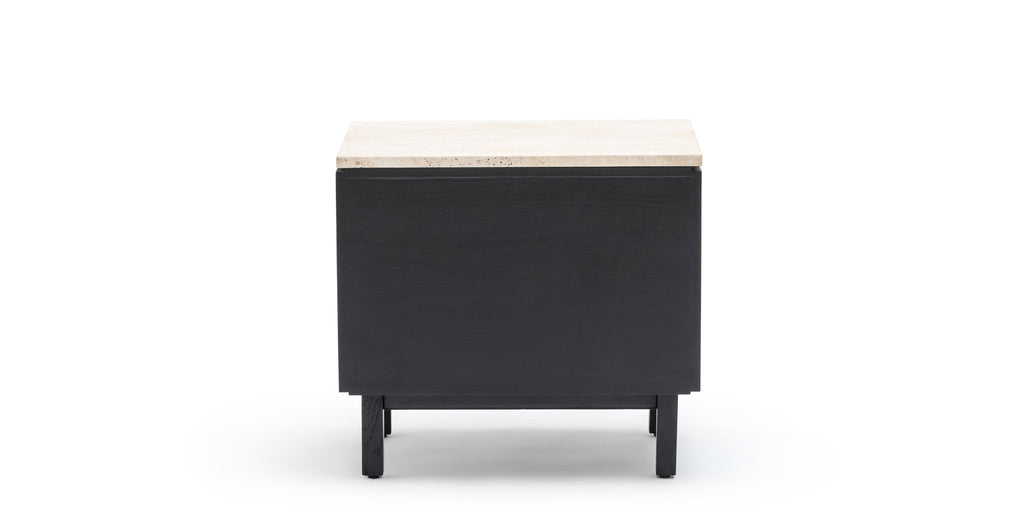 Yorke Nightstand - Black Oak & Travertine.