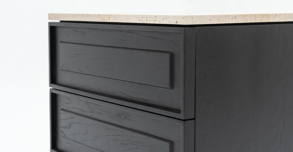 Yorke Nightstand - Black Oak & Travertine.