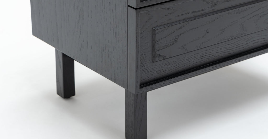 Yorke Nightstand - Black Oak & Travertine.