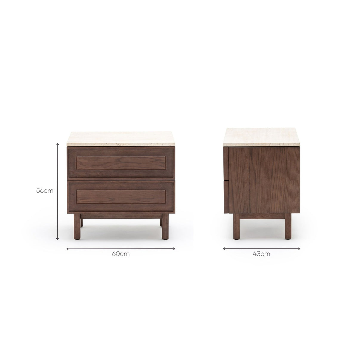 Yorke Nightstand - Espresso Oak & Travertine - Nightstands Tolv Loom Collection Dubai