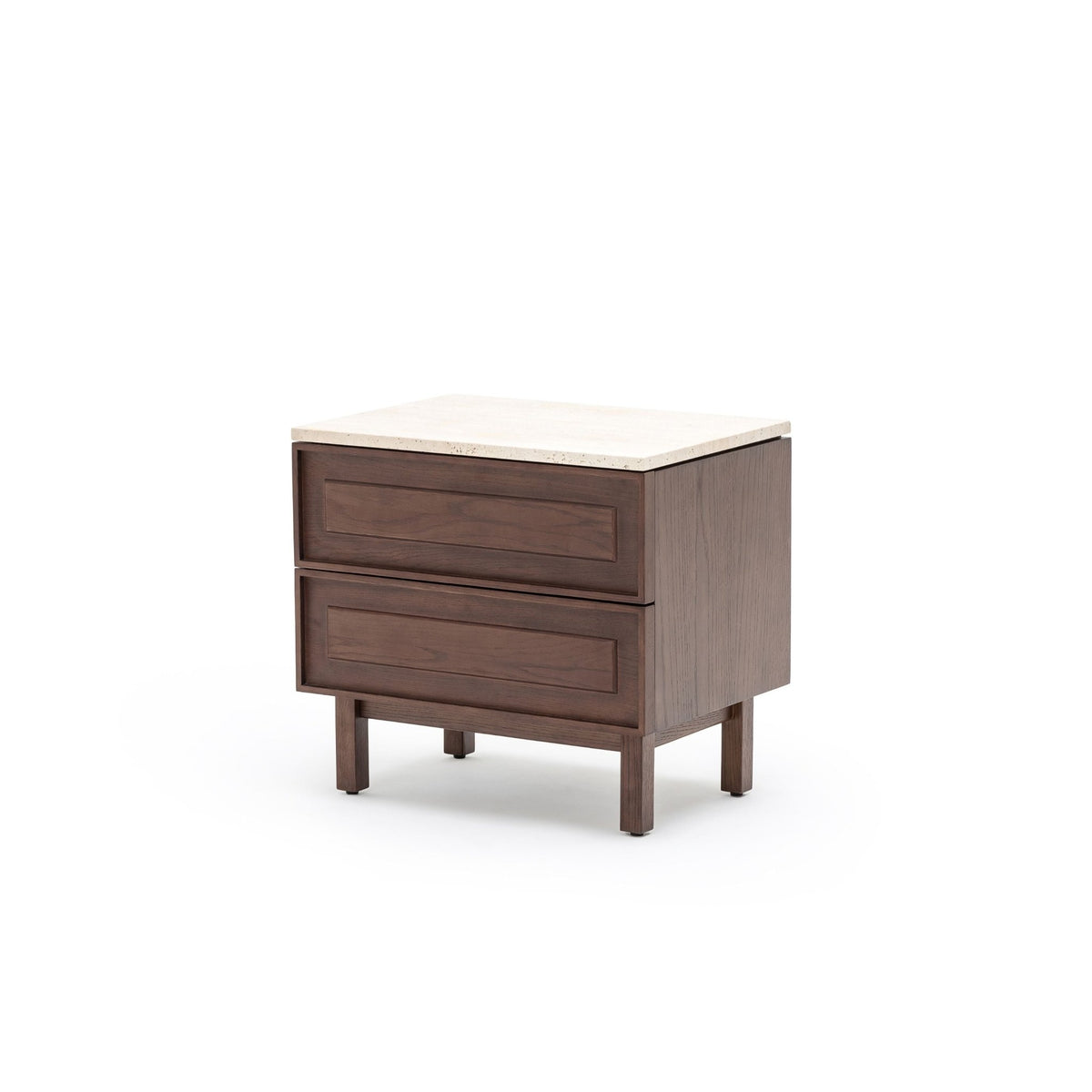 Yorke Nightstand - Espresso Oak & Travertine - Nightstands Tolv Loom Collection Dubai