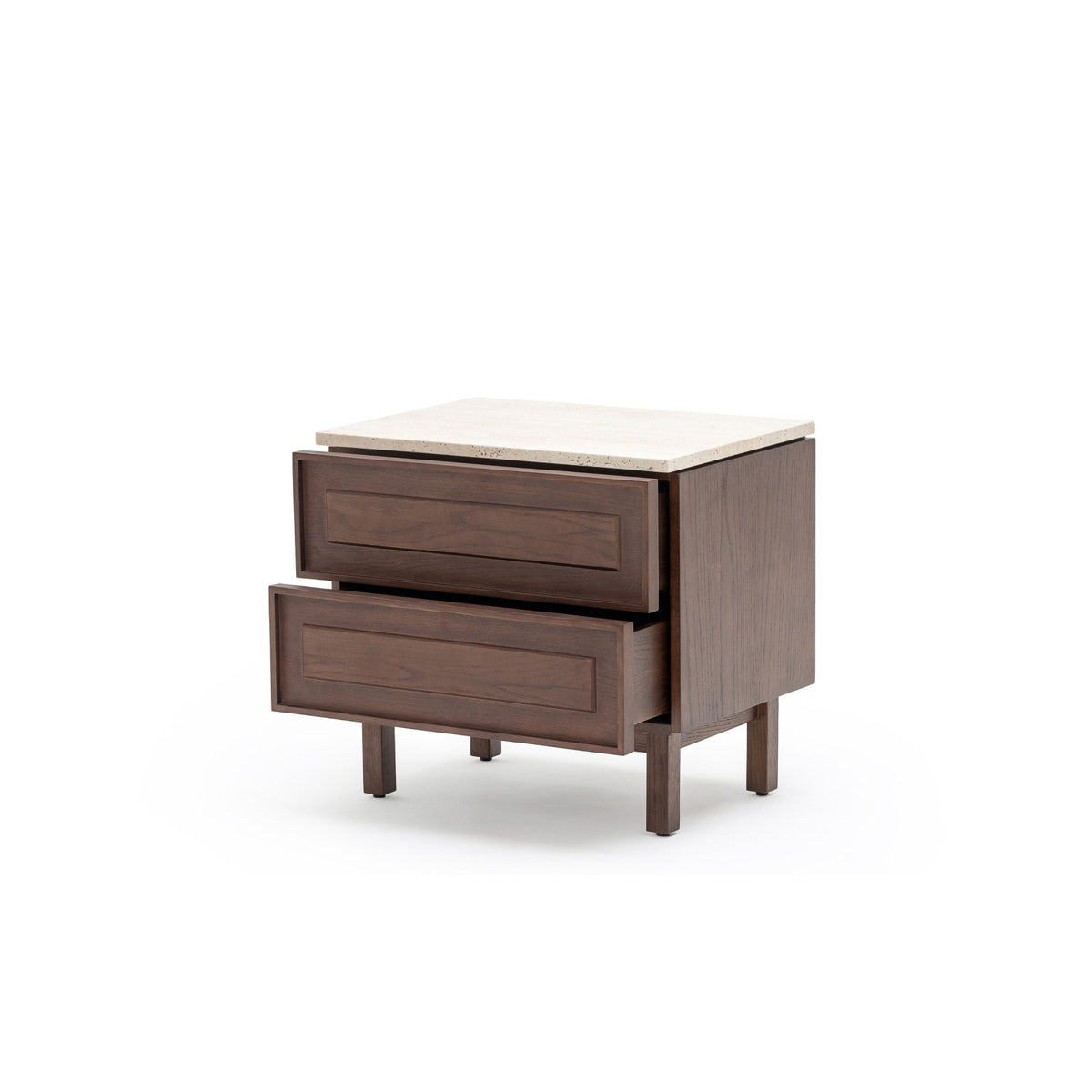 Yorke Nightstand - Espresso Oak & Travertine - Nightstands Tolv Loom Collection Dubai