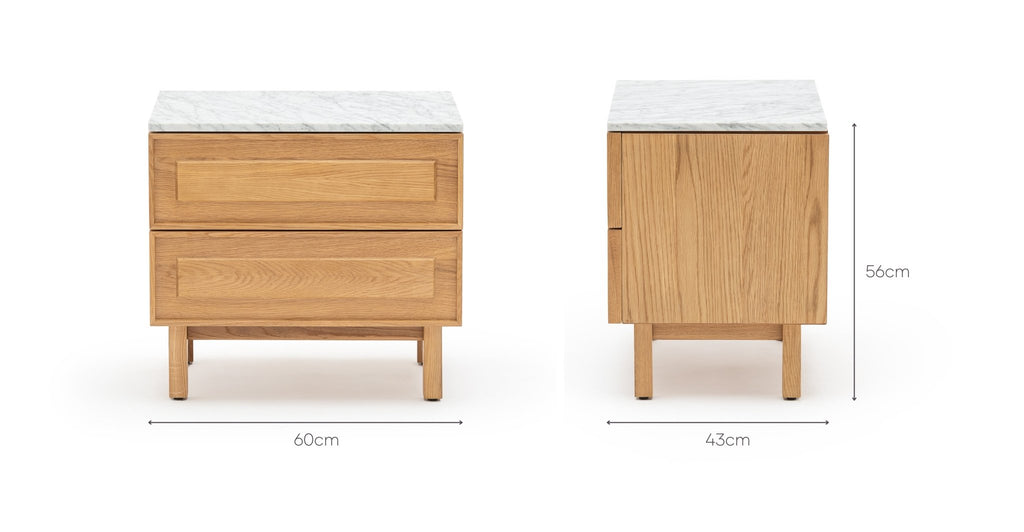 Yorke Nightstand - Light Oak & Bianca Carrara - Loom Collection