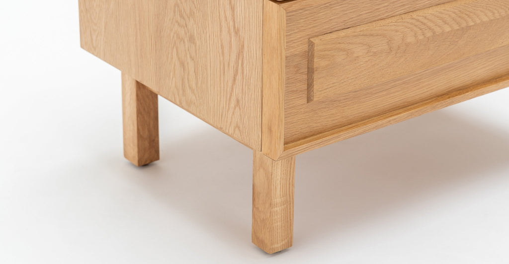 Yorke Nightstand - Light Oak & Travertine.