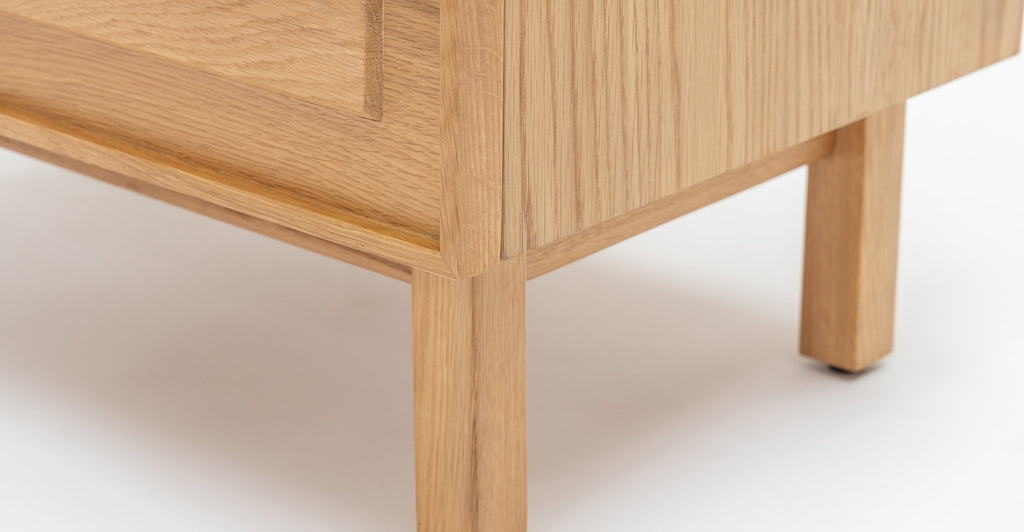 Yorke Nightstand - Light Oak & Travertine.