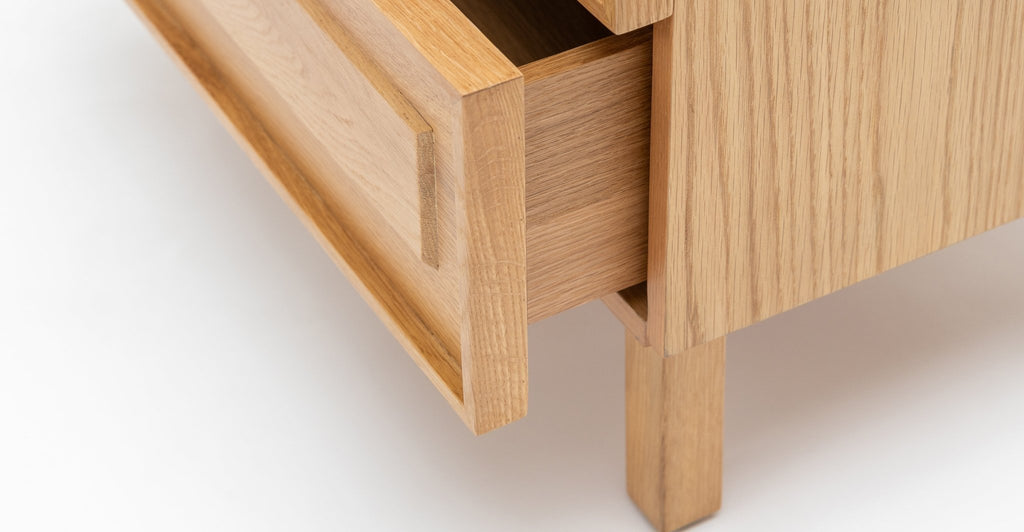 Yorke Nightstand - Light Oak & Travertine.