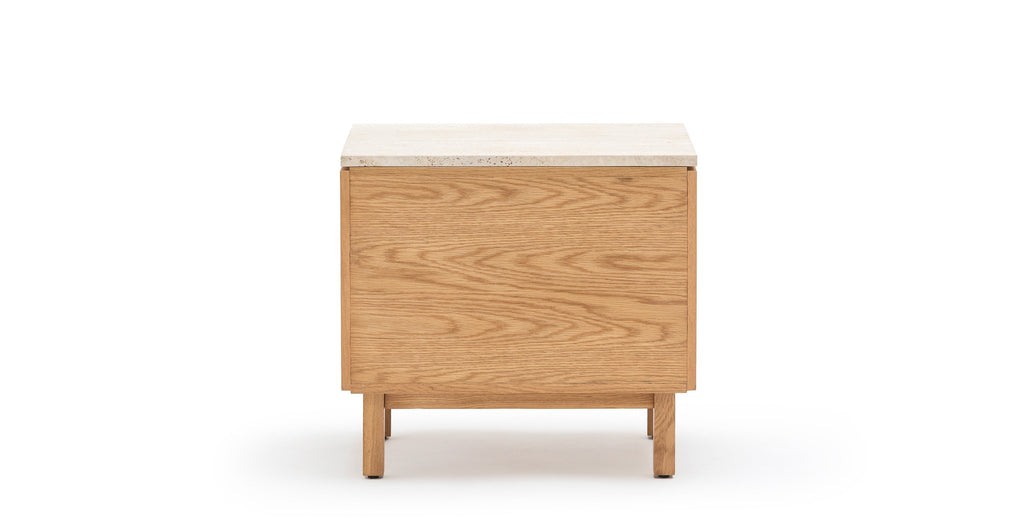 Yorke Nightstand - Light Oak & Travertine.